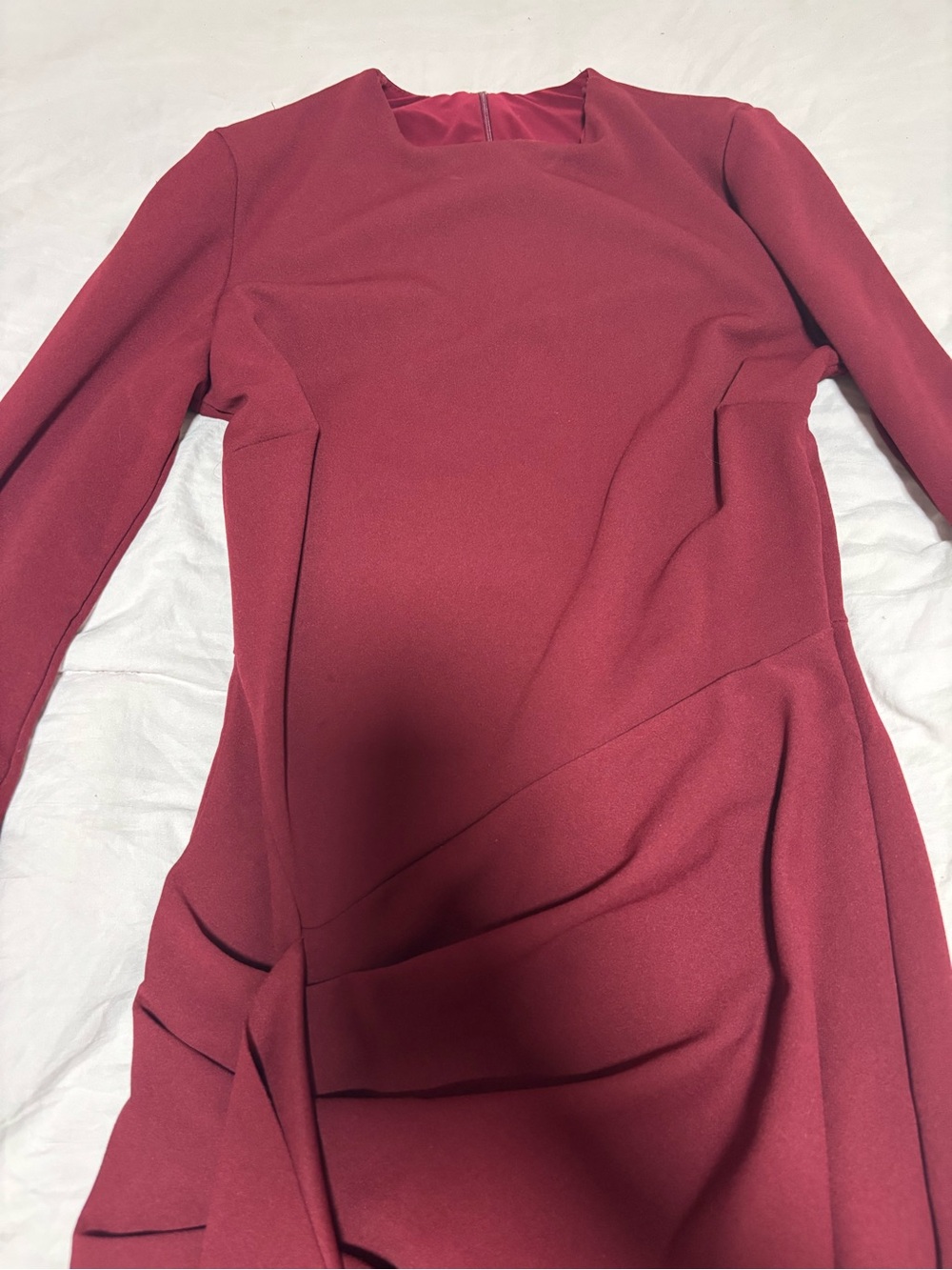 Club L London Burgundy Long Sleeve Sheath Dress